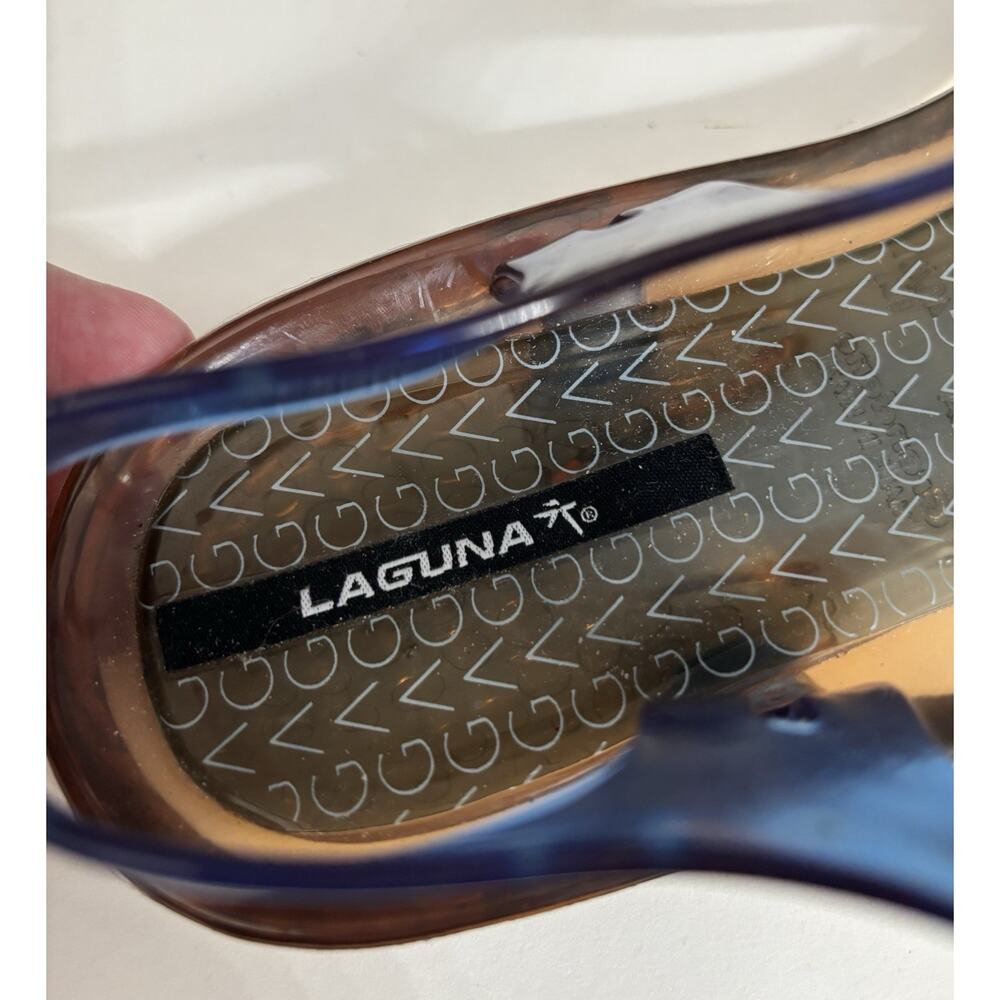Laguna Women's Blue Jelly Thong Sandals Slingback T-Strap Buckle Logo Size 9 - Picture 3 of 6